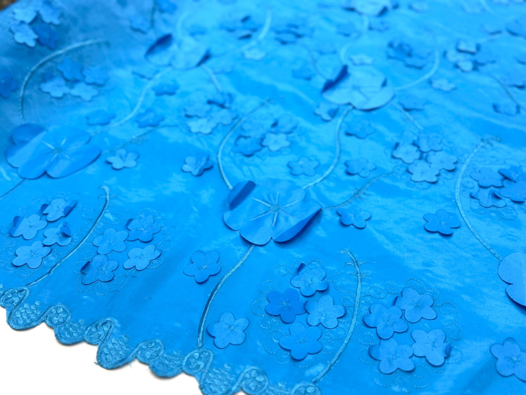 ML169- 3D Taffeta Lace Fabric by Yard – 52" Wide Floral Embroidery Taffeta for Gowns, Tablecloth, Party Decor