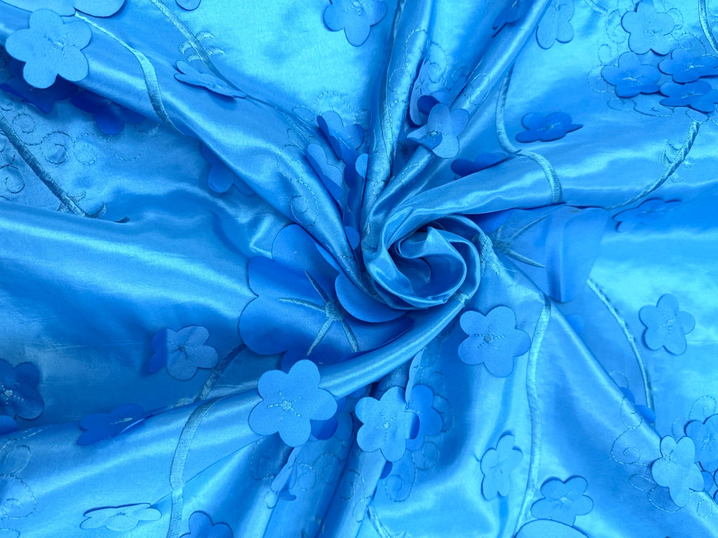 ML169- 3D Taffeta Lace Fabric by Yard – 52" Wide Floral Embroidery Taffeta for Gowns, Tablecloth, Party Decor